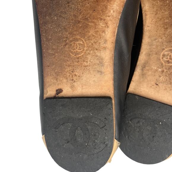 Chanel CC Chain Lambskin Leather Flat Loafers Slippers Black 40 / 9.5 - Picture 9 of 11